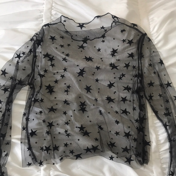 Nasty Gal Tops - Mesh Long sleeve with Stars Nasty Gal